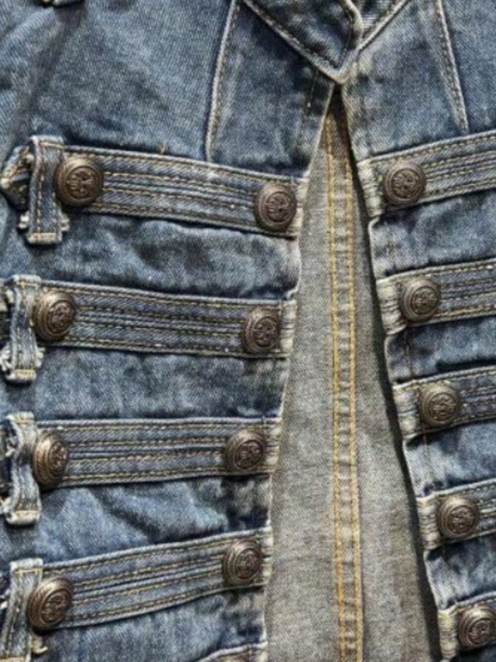 Dark Blue Button Casual Women's Jean jacket - Picture 4 of 5